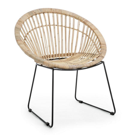 Poltrona "Cayes" per interno, Struttura Seduta In Rattan, Intreccio In Kubu, Rifinitura Naturale Con Vernice Melaminica 75 x 67 x 81h cm