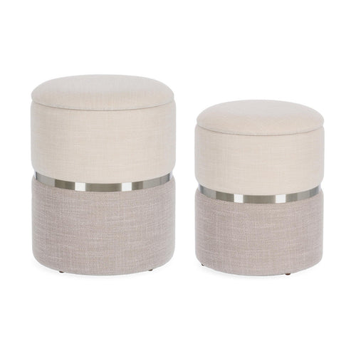 Poltrona Pouf Radinka per interno, con struttura in mdf e compensato Set da 2 pezzi