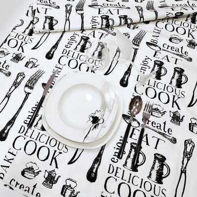 Maison Sucrèe Black & White Posate Centro Tavola 90x90 S12 - Passarelli Biancheria