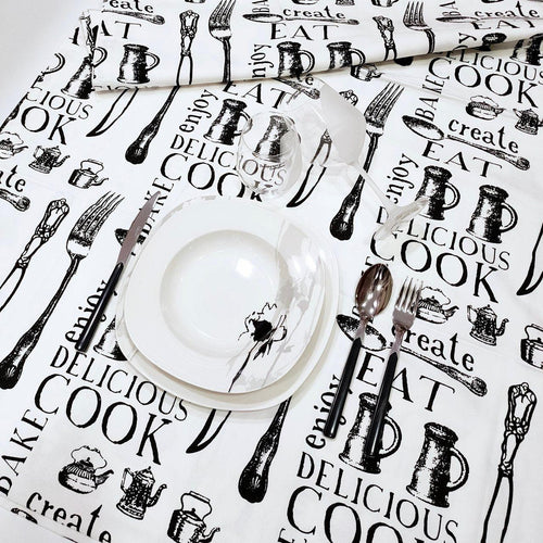 Maison Sucrèe Black & White Posate Centro Tavola 90x90 S12 - Passarelli Biancheria