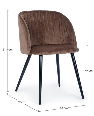 Sedia "Queen" con gambe in acciaio verniciato a polvere, per arredo interno 53 x 57 x h 81,5 cm