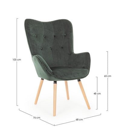 Poltrona "Juliet" per interno, Struttura In Legno 68 x 76 x 105h cm