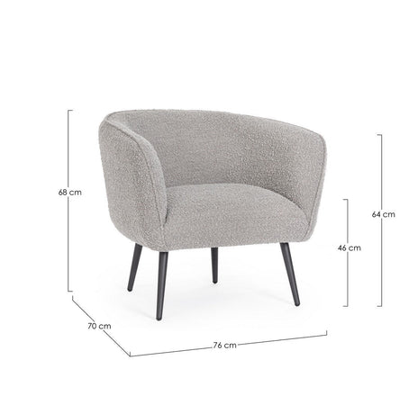 Poltrona "Avril" per interno, Struttura In Legno Compensato, Gambe In Acciaio Verniciato A Polvere Epossidica 76 x 70 x 68h cm