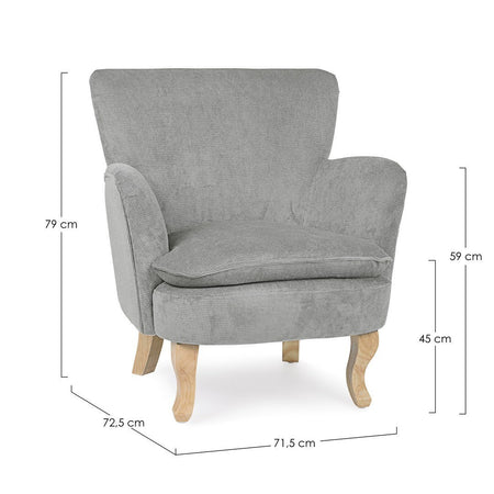 Poltrona "Orlins" per interno, Struttura In Legno Di Pino E Compensato, Rivestimento In Poliestere Effetto Boucle', Capitonne' 71.5 x 72.5 x 79h cm