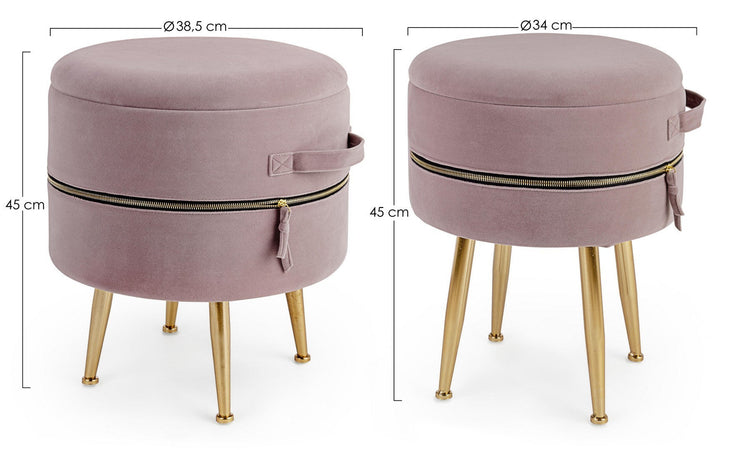 Poltrona Pouf "Pavlina" per interno, con struttura in mdf e compensato set da 2 pezzi