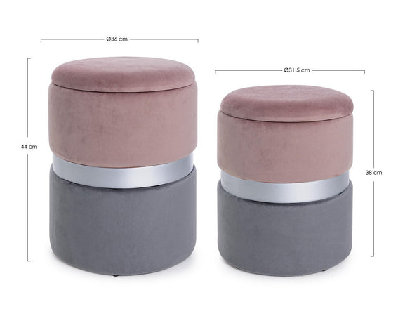 Poltrona Pouf "Pavlina" per interno, con struttura in mdf e compensato set da 2 pezzi