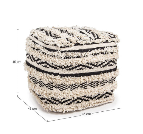 Poltrona Pouf "Yucatan" per interno, con rivestimento in 100% cotone da 45x45x35 cm