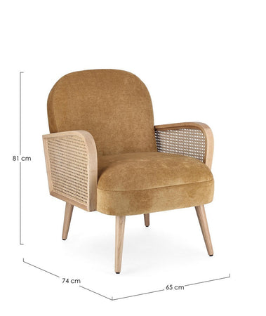 Poltrona "Dalida" per interno, Struttura In Legno Di Pino E Compensato 65 x 74 x 81h cm