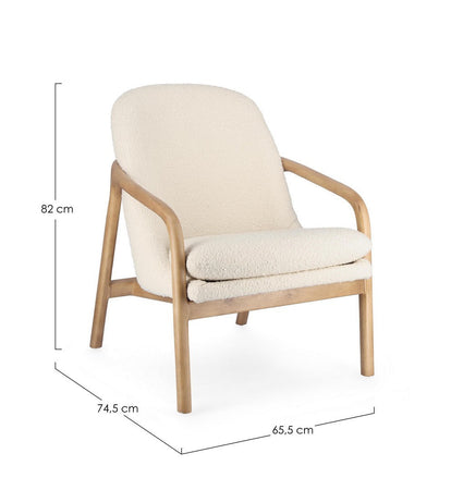 Poltrona "Elaide" per interno, Struttura In Rubberwood 65.5 x 74.5 x 82h cm