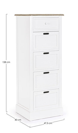 Mobile da bar "Dorotea" in MDF, con piano in paulownia e maniglie 47,5 x 40 x 128 cm