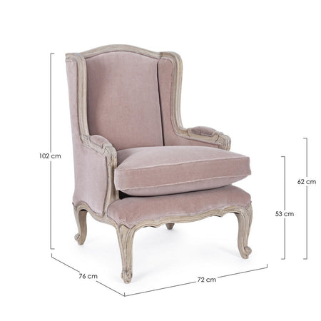 Poltrona "Lorelie" per interno, Struttura In Legno Di Mango Massiccio 72 x 76 x 102h cm