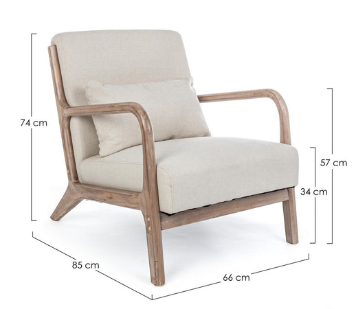 Poltrona "Ancilla" per interno, Struttura In Rubber Wood 66 x 85 x 74h cm
