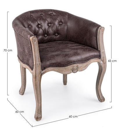 Poltrona "Diva" per interno, Struttura In Rubber Wood, Seduta Rivestita In Poliestere 60 x 60 x 70h cm