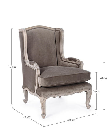 Poltrona "Lorelie" per interno, Struttura In Legno Di Mango Massiccio 72 x 76 x 102h cm