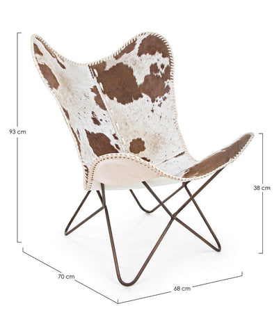 Poltrona "Buffalo" per interno, Struttura In Acciaio, Rivestimento Seduta In Vera Pelle 68 x 70 x 93h cm