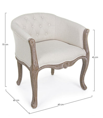 Poltrona "Diva" per interno, Struttura In Rubber Wood, Seduta Rivestita In Poliestere 60 x 60 x 70h cm