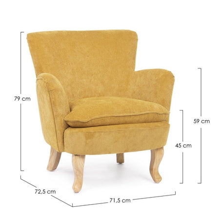 Poltrona "Orlins" per interno, Struttura In Legno Di Pino E Compensato, Rivestimento In Poliestere Effetto Boucle', Capitonne' 71.5 x 72.5 x 79h cm