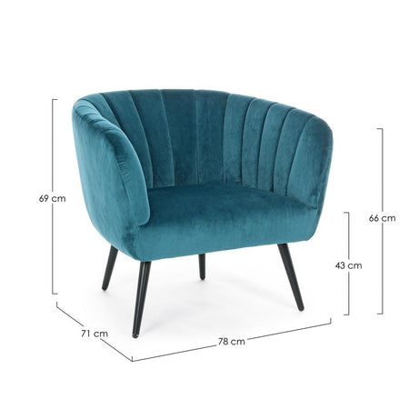 Poltrona "Avril" per interno, Struttura In Legno Compensato, Gambe In Acciaio Verniciato A Polvere Epossidica 76 x 70 x 68h cm