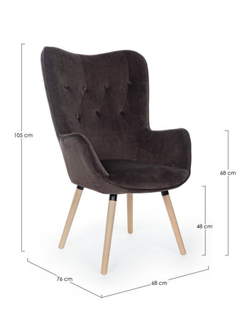 Poltrona "Juliet" per interno, Struttura In Legno 68 x 76 x 105h cm