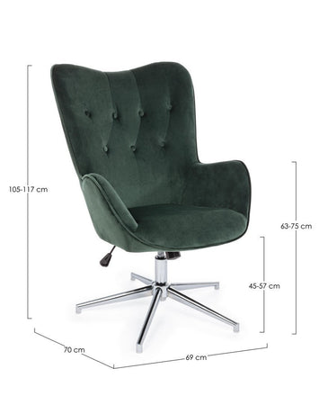 Poltrona "Farida" per interno, Struttura E Base In Acciaio Cromato 69 x 70 x 105/117h cm