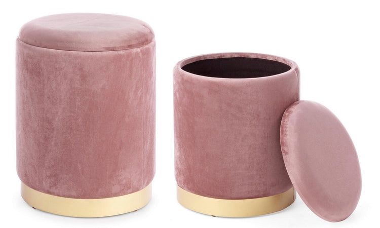 Poltrona Pouf "Polina" per interno, con struttura In mdf e compensato, Set da 2 pezzi