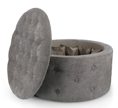 Poltrona Pouf "Ernestine" per interno, con struttura in legno di pino e mdf da Ø70 x 40h cm