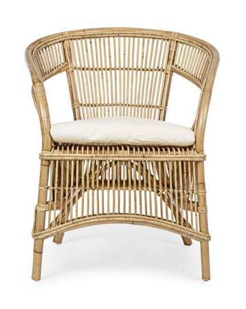Poltrona "Consuelo" per interno, in Rattan Naturale con cuscino h 82 cm