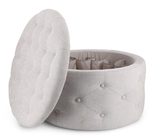 Poltrona Pouf "Ernestine" per interno, con struttura in legno di pino e mdf da Ø70 x 40h cm