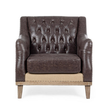 Poltrona "Raymond" per interno, Struttura E Schienale In Legno Di Frassino, Rivestimento (Non Sfoderabile) In Similpelle 83 x 85 x 85h cm