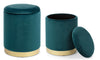 Poltrona Pouf Polina per interno, con struttura In mdf e compensato, Set da 2 pezzi
