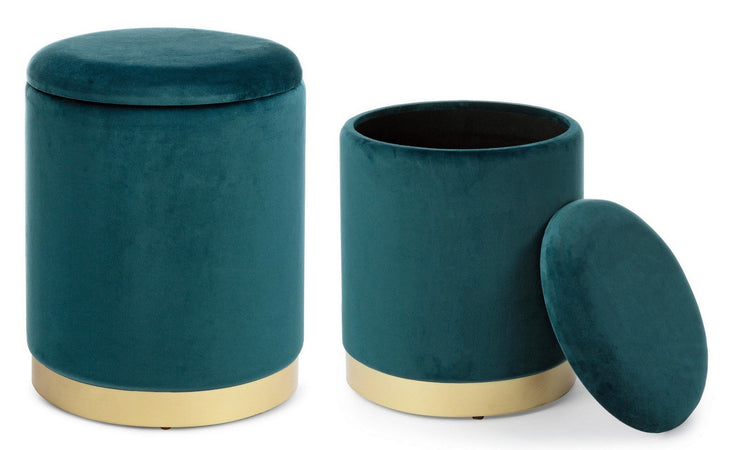 Poltrona Pouf "Polina" per interno, con struttura In mdf e compensato, Set da 2 pezzi