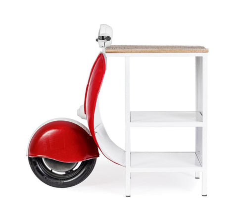 Consolle da Bar "Vespa" con struttura in acciaio, piano in legno, da 104 x 94 x 65 cm