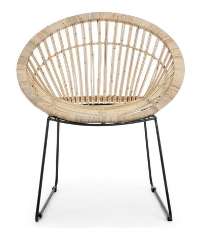 Poltrona "Cayes" per interno, Struttura Seduta In Rattan, Intreccio In Kubu, Rifinitura Naturale Con Vernice Melaminica 75 x 67 x 81h cm