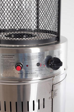 Scaldapatio a Gas "Cilinder" con struttura in acciaio inossidabile e vetro, per esterno