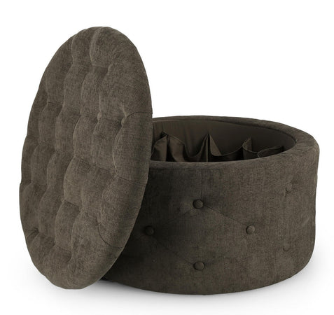 Poltrona Pouf "Ernestine" per interno, con struttura in legno di pino e mdf da Ø70 x 40h cm