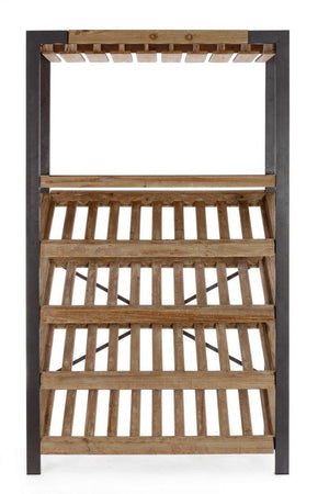Mobile portabottiglie "Kantin" con struttura in acciaio, ripiano in legno di abete da 114 x 38 x 199 cm