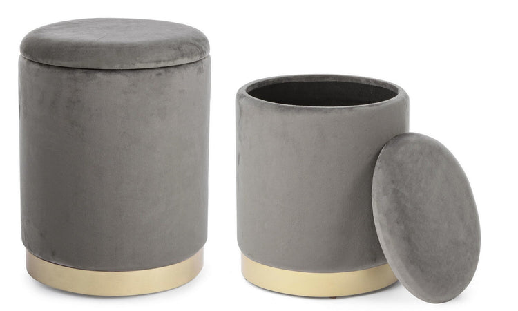 Poltrona Pouf "Polina" per interno, con struttura In mdf e compensato, Set da 2 pezzi