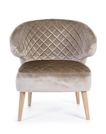 Poltrona "Bertrand" per interno, Struttura In Legno Di Pino, Rivestimento In Poliestere Effetto Velluto, 66.6 x 63 x 73h cm