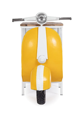 Consolle da Bar "Vespa" con struttura in acciaio, piano in legno, da 104 x 94 x 65 cm