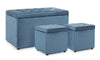 Set 3 Pouf Belville per interno, con struttura in legno di pino