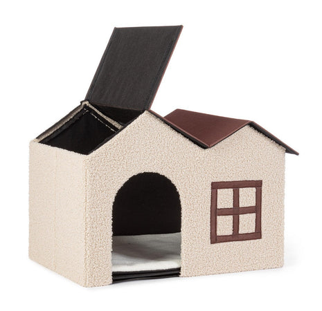 Cuccia Berard a forma di casetta, color Beige-Marrone, 58 x 41 x 40 cm