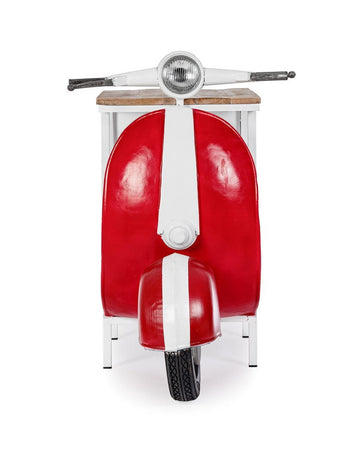 Consolle da Bar "Vespa" con struttura in acciaio, piano in legno, da 104 x 94 x 65 cm