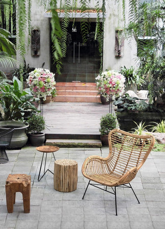Poltrona "Casilda" per interno, Struttura In Rattan, Rifinitura Con Vernice Melaminica 74 x 75 x 85h cm