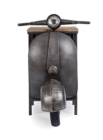 Consolle da Bar "Vespa" con struttura in acciaio, piano in legno, da 104 x 94 x 65 cm