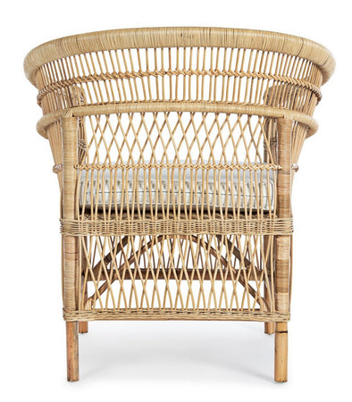Poltrona "Josefina" per interno, in Rattan naturale con cuscino h 86 cm