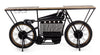 Consolle da bar Moto Replica moderno con piano in legno, ruote, 183 x 43 x 89 cm