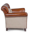 Poltrona Charleston per interno, Struttura In Legno Di Mango, Rivestimento In Tela Riciclata E Vera Pelle Di Bufalo 86 x 76 x 77h cm