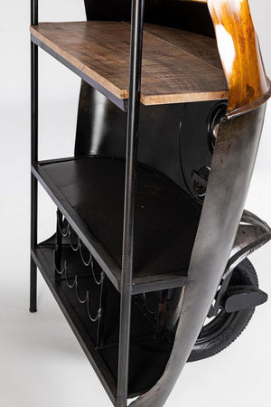 Mobile da bar "Ape" mobile moderno con piano in legno, struttura in acciaio 91 x 68 x 160 cm