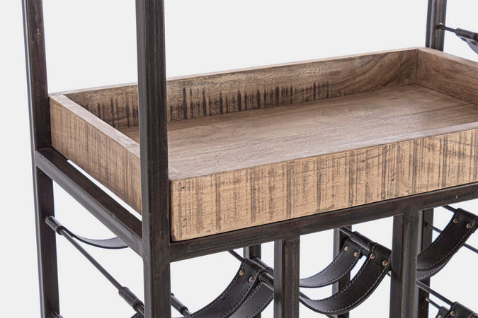 Mobile per interno "Elmer" porta bottiglie con struttura in acciaio, 86 x 35 x 180 cm
