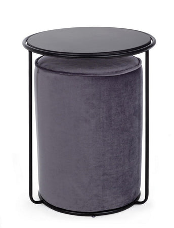 Poltrona Pouf "Annika" per interno, con struttura in acciaio verniciato a polvere epossidica e mdf set da 2 pezzi